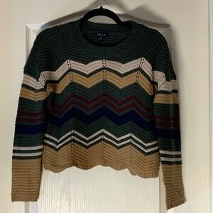 UK2LA Cropped Knit Sweater | Chevron Pattern | Size Small